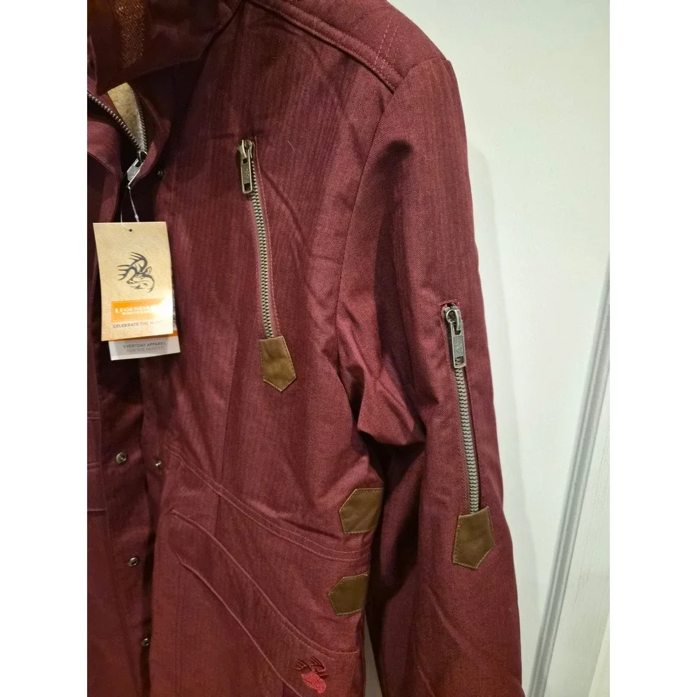 Legendary Whitetails Womens Anchorage Parka Maroon Herringbone Faux Fur Hood MD - Picture 8 of 10